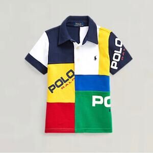 Polo Ralph Lauren kids sz 5 patchwork colorblock shirt logo “Ss Kc-kn-psh”